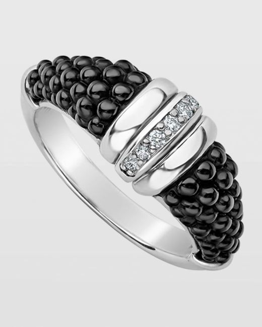 Lagos Metallic Black Caviar Diamond Tapered Ring