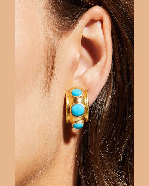 Elizabeth Locke Blue 19K Huggie Hoop Earrings