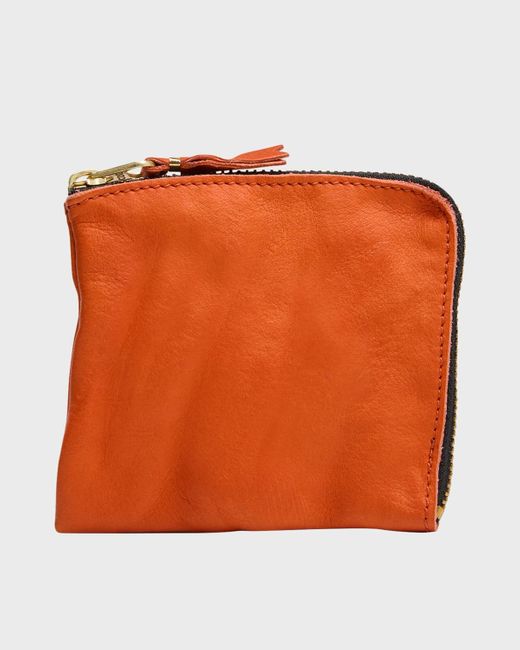 Comme des Garçons Orange Washed Leather Zip Wallet for men