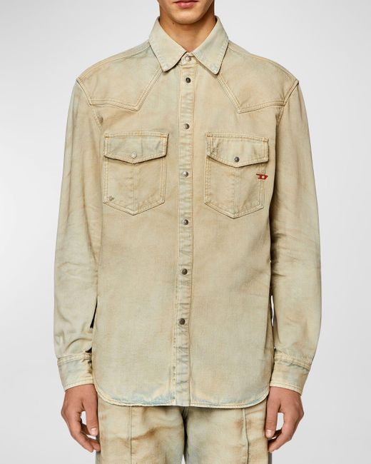 DIESEL Natural D-Ocean Western Button-Down Shirt for men
