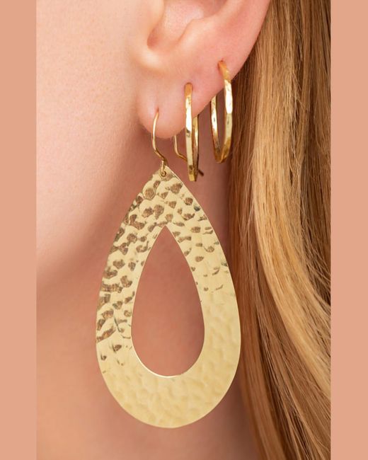 Jennifer Meyer Metallic 18k Small Hammered Bangle Hoop Earrings