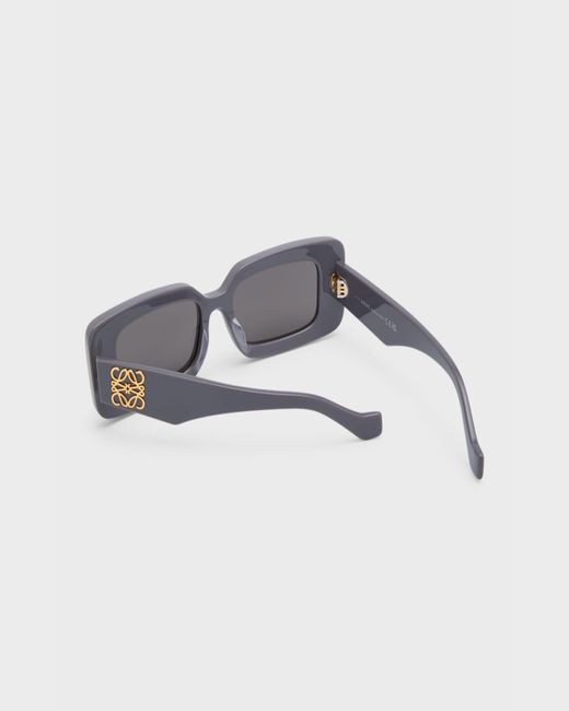 Loewe Gray Havana Anagram Rectangle Acetate Sunglasses
