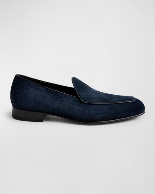 Di Bianco Blue Vomero Suede Loafers for men
