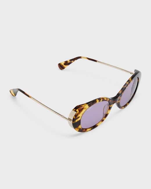 Max Mara Natural Malibu10 Acetate & Metal Round Sunglasses