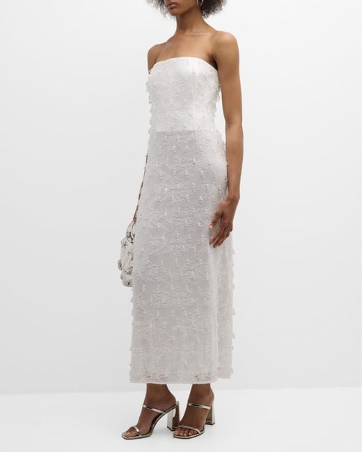 Jonathan Simkhai White Preston Crystal-Embellished Lace Maxi Dress