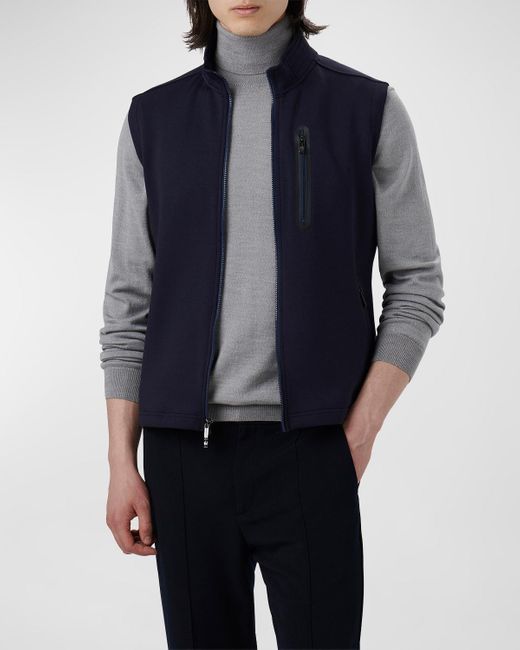 Bugatchi Blue Mock-neck Knit Vest for men