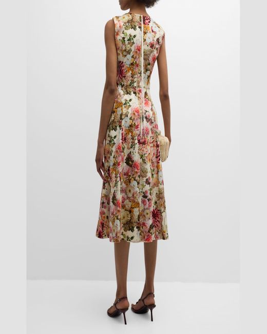 Adam Lippes Multicolor Eloise Floral Print Cotton Twill Midi Dress