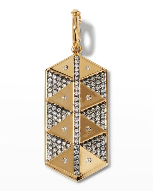 Harwell Godfrey Metallic Yellow Gold Elongated Hexagonal Shield Charm With Diamonds