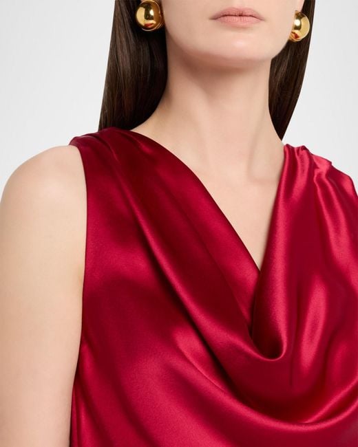 MILLY Red Elsa Satin Cowl