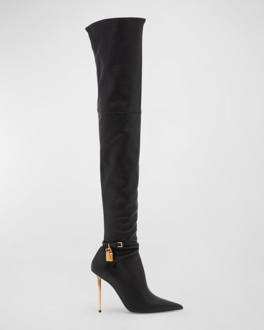 Tom Ford Black Lock 105Mm Leather Over-The-Knee Boots
