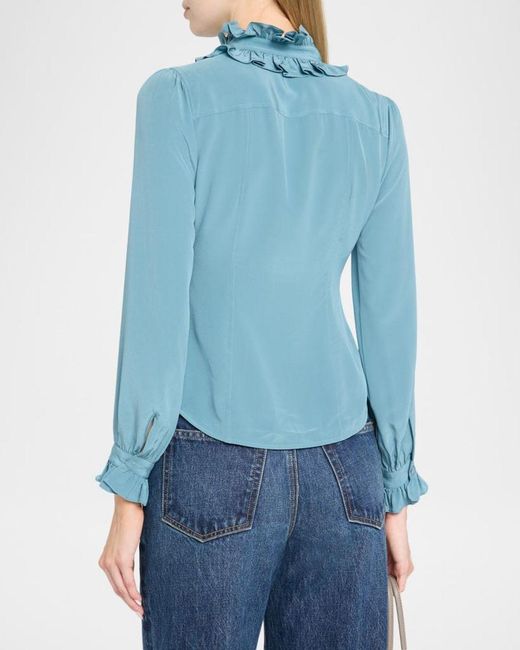 Ulla Johnson Blue Catroux Silk Button-Front Blouse