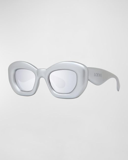 Loewe Metallic Inflated Monochrome Acetate Butterfly Sunglasses