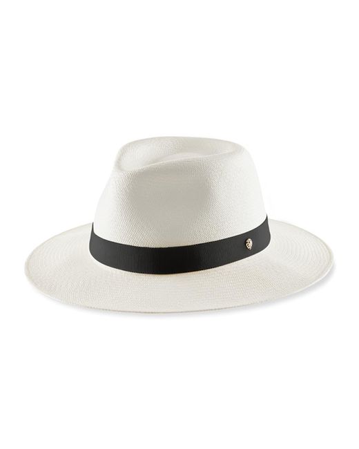 Helen Kaminski White Vitoria Woven Fedora Hat