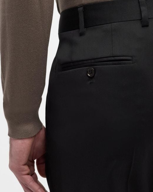 Emporio Armani Gray Basic Flat-front Wool Trousers for men