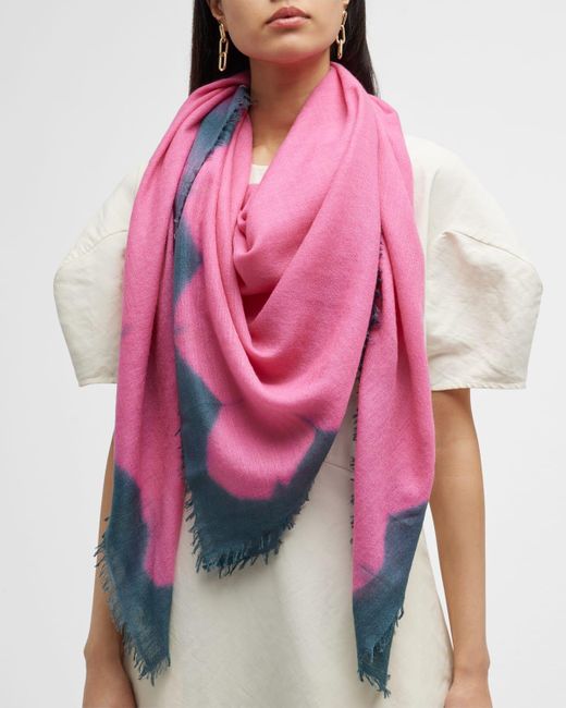 Bajra Pink Two-tone Border Wool & Silk Scarf
