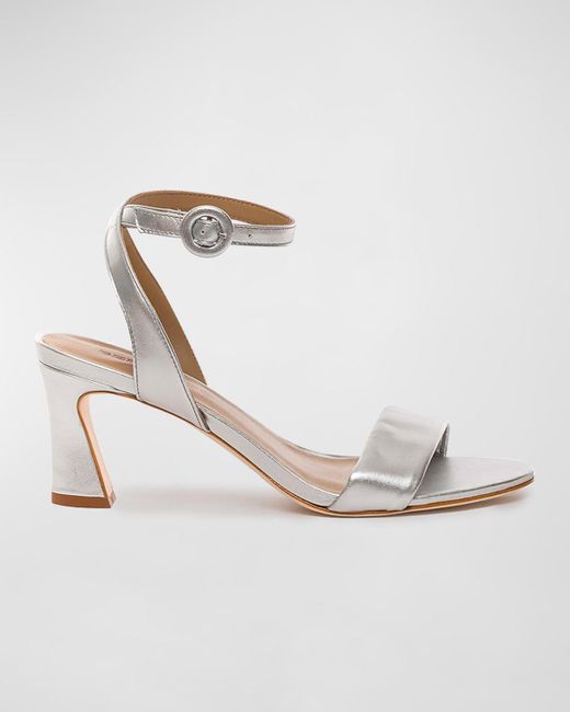Bernardo White Nora 2 Metallic Ankle-Strap Sandals