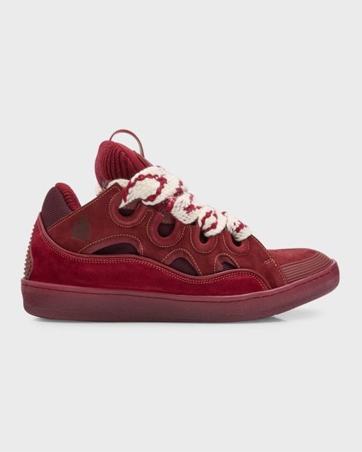 Lanvin Red Curb Suede Chunky Low-top Sneakers for men