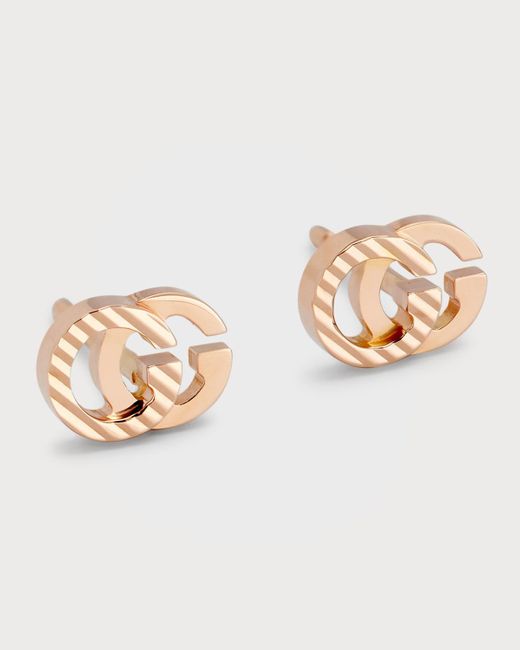 Gucci Natural 18k Rose Gold Running G Stud Earrings