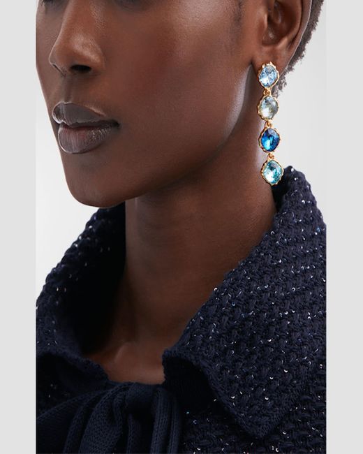Oscar de la Renta Blue Classic Crystal Strand Earrings