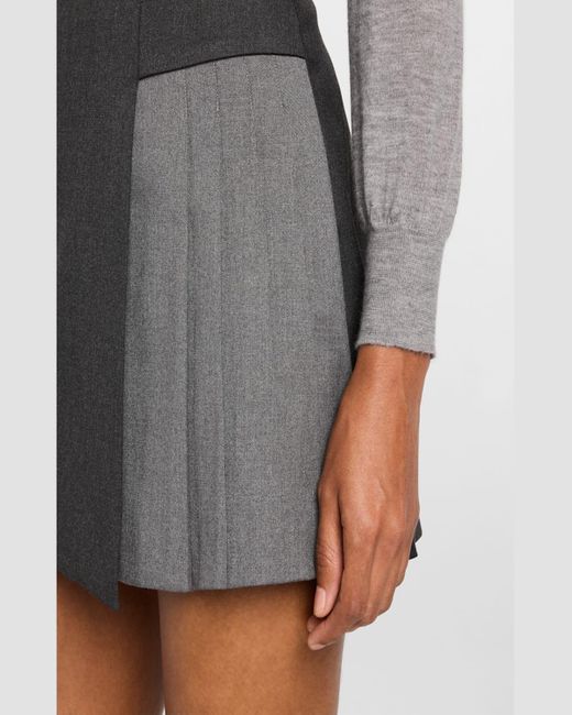 Alice + Olivia Toni Asymmetric Pleated Mini Skirt in Gray | Lyst