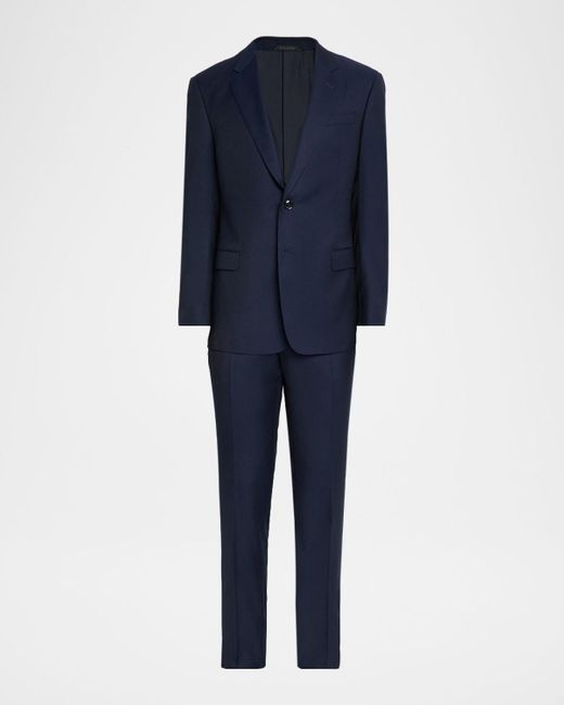 Giorgio Armani Blue Wool And Viscose Textured Two-Piece Suit for men