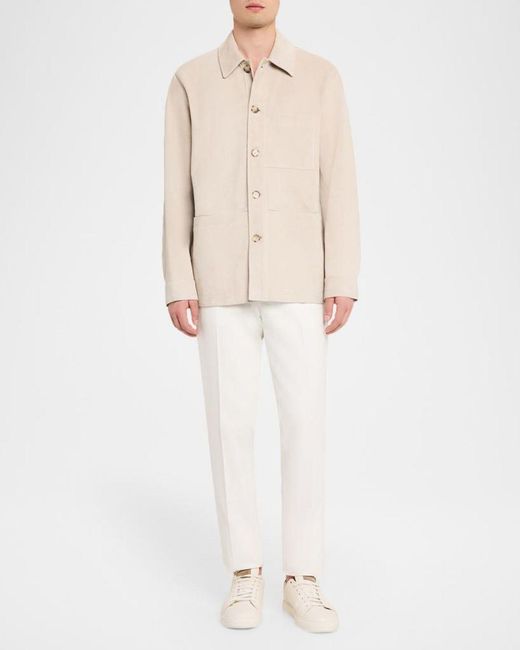 Vince Natural Apos;S Suede Patch-Pocket Shirt Jacket for men