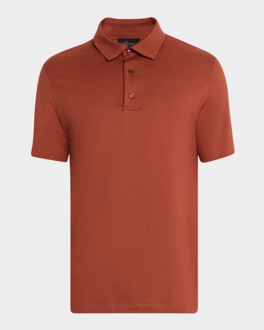 Brioni Red Cotton And Cashmere Polo Shirt for men