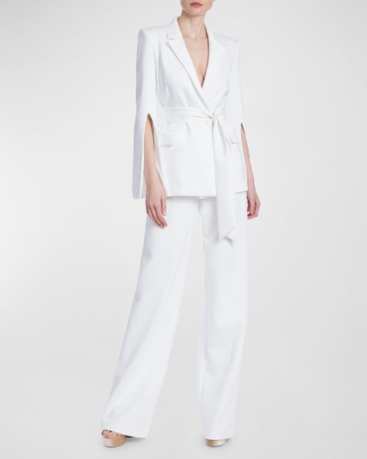 Badgley Mischka White Single-Button Split-Sleeve Scuba Jacket