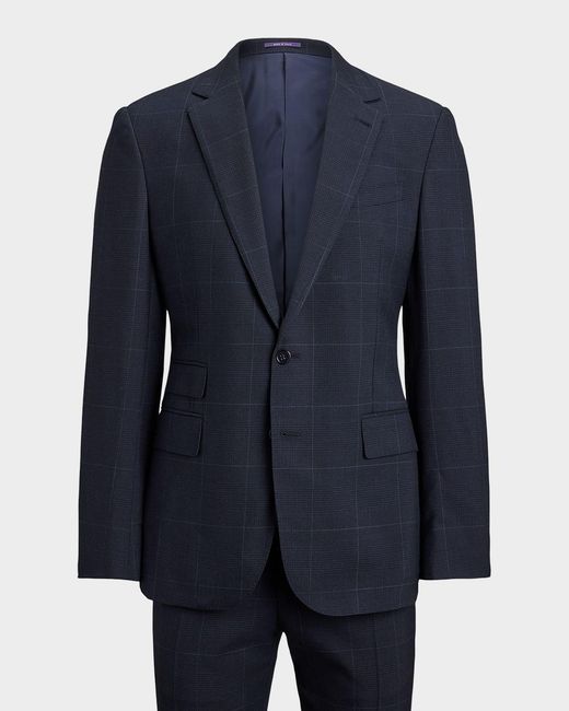 Ralph Lauren Blue Kent Hand-Tailored Glen Plaid Suit for men