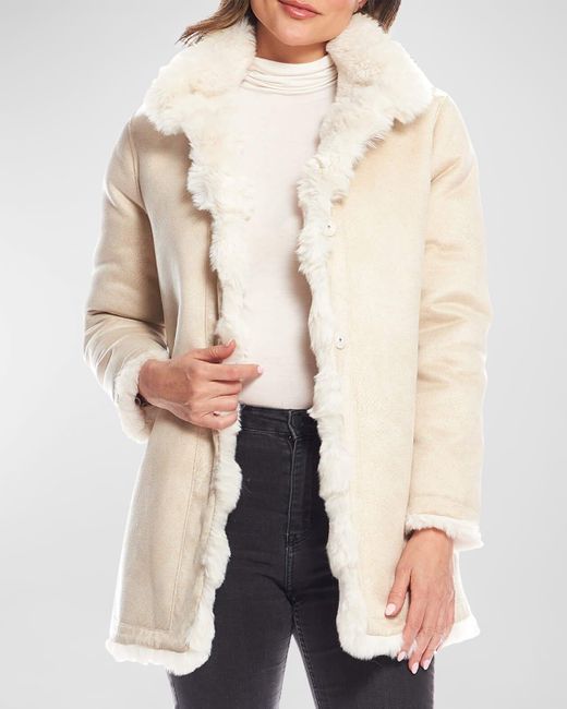 Fabulous Furs Natural Rainer Reversible Faux Mink Top Coat