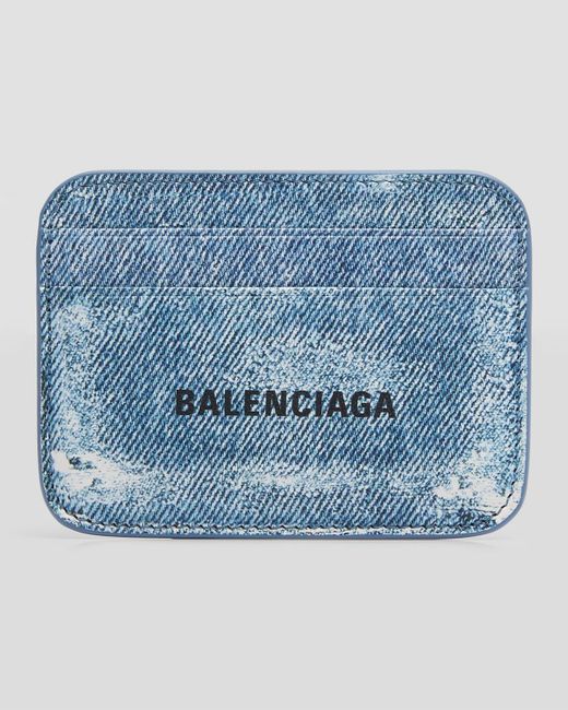 Balenciaga Blue Cash Denim-print Card Holder