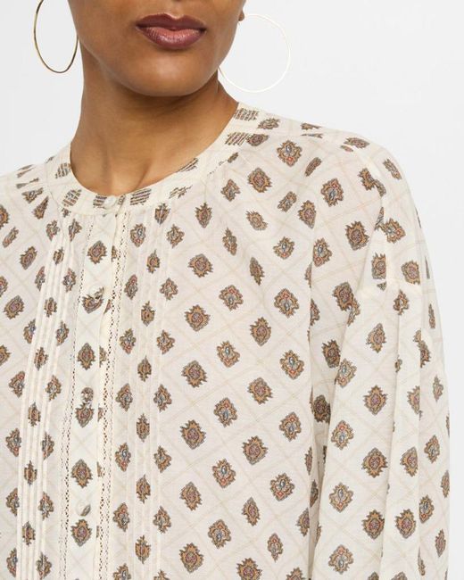 Veronica Beard Natural Lollie Button-Front Blouse