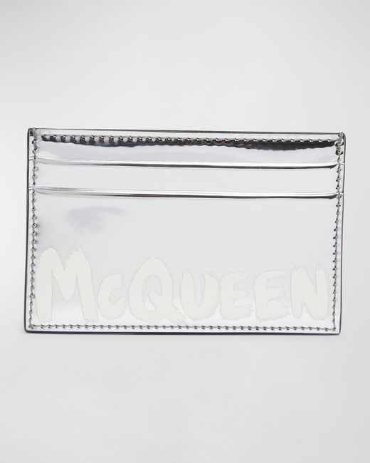 Alexander McQueen Metallic Mcqueen Graffiti Card Holder for men