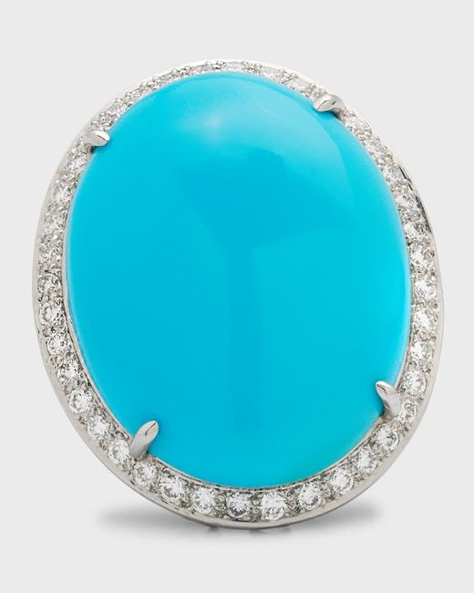 Oscar Heyman Blue Platinum Turquoise And Diamond Ring
