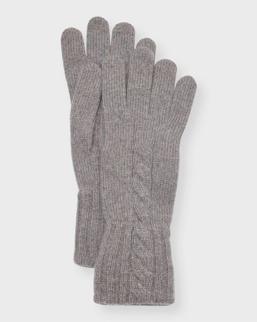 Loro Piana Gray Short Knit Cashmere Gloves