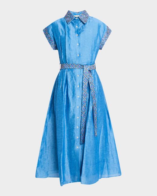 La Fuori Pixie Geo Midi Shirtdress in Blue | Lyst