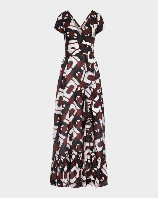 Diane von Furstenberg White Vivianna Geometric-Print Maxi Wrap Dress