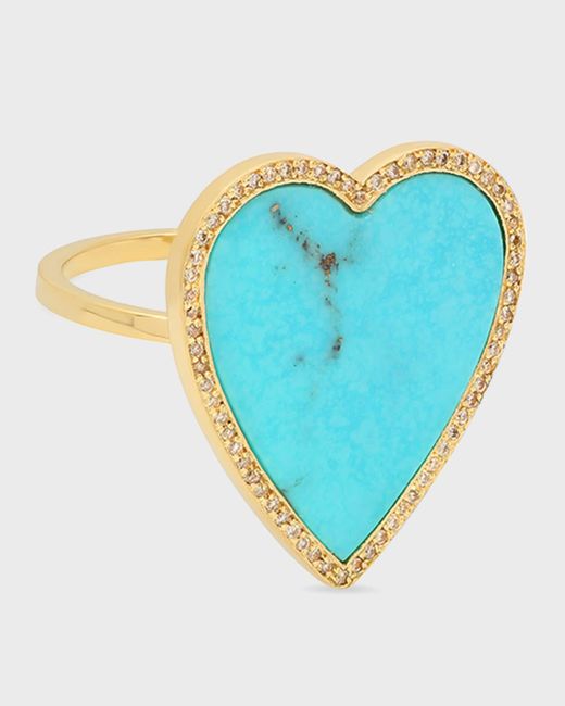 Jennifer Meyer Blue 18k Lapis Heart Diamond-trim Ring, Size 6.5