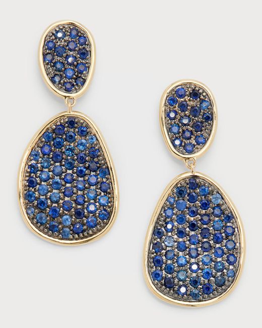 Marco Bicego Lunaria Blue Sapphire Pave Two-drop Earrings