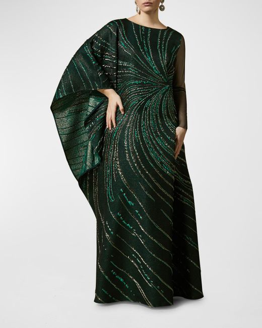 Marina Rinaldi Plus Size Domani Kimono-sleeve Jacquard Dress in Green | Lyst