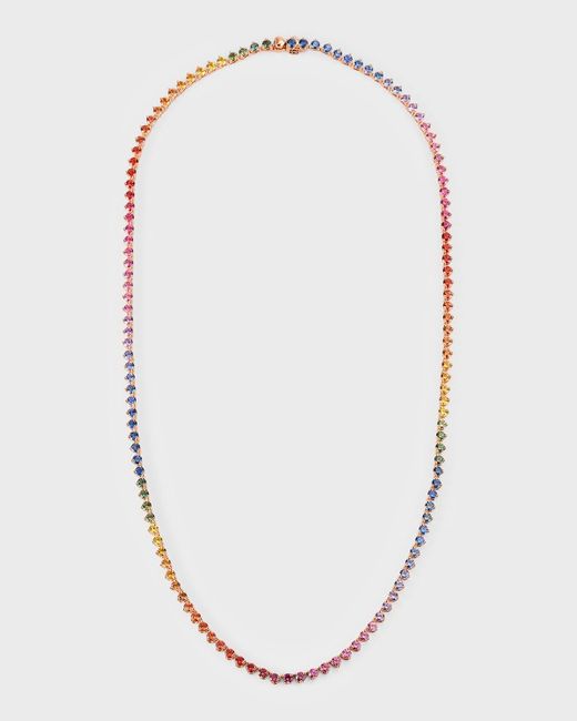 Lisa Nik White 18k Rose Gold Rainbow Sapphire Line Necklace
