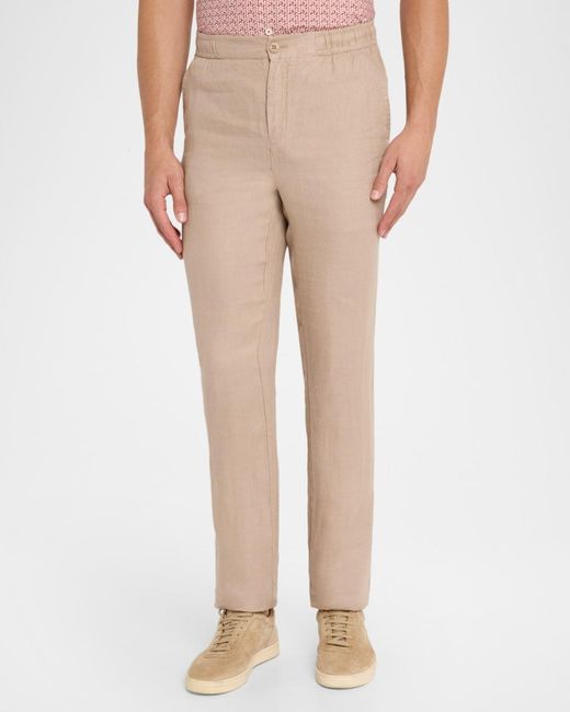 Bugatchi Natural Apos;S Tristan Linen Drawstring Pants for men