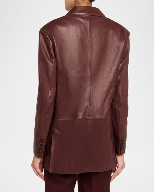 Max Mara Red Duse Leather Double-Breasted Jacket