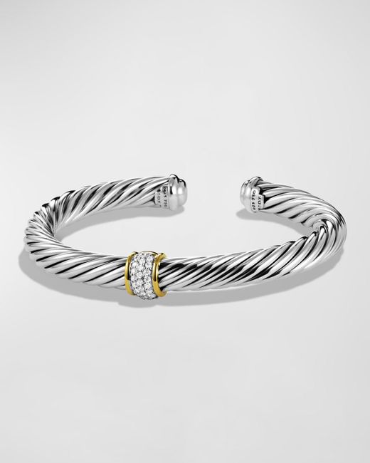 David Yurman Metallic Cable Classics Bracelet With Diamonds And Gold