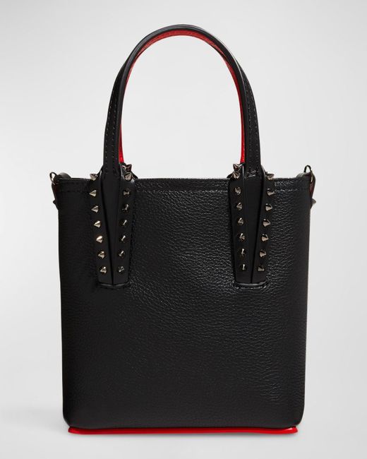 Christian Louboutin Cabata Empire Leather Spike Mini Tote Bag in Black ...