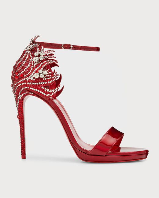 Christian Louboutin Red Loubi Vega 120mm Crystal-embellished Stiletto Sandals
