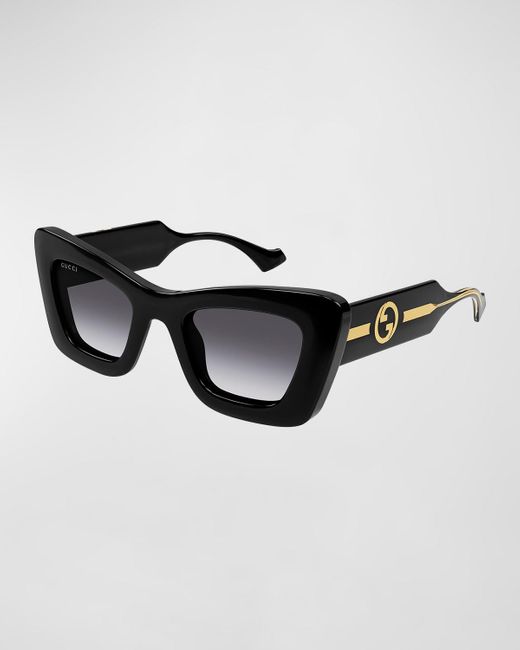 Gucci Black Gg Plastic Cat-Eye Sunglasses