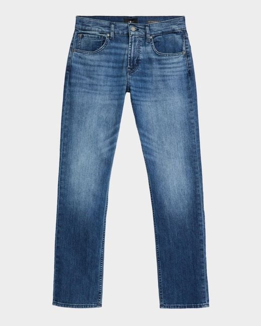 7 For All Mankind Blue The Straight Faded Denim Jeans for men