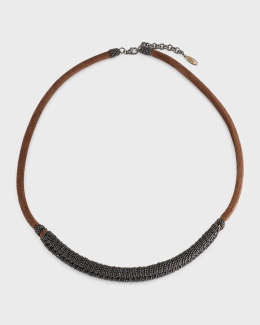 Brunello Cucinelli Metallic Monili Braided Leather Choker Necklace