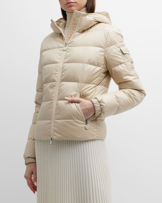 Moncler Gles Hooded Nylon Puffer Jacket in Natural | Lyst